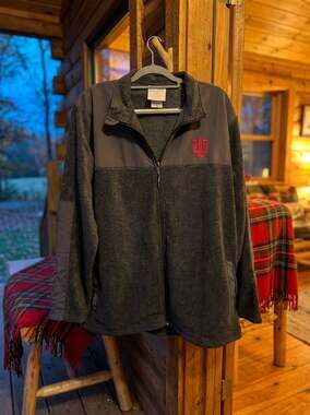 Champion Indiana Hoosiers Mens Gray Fleece Full-Zip Jacket NCAA